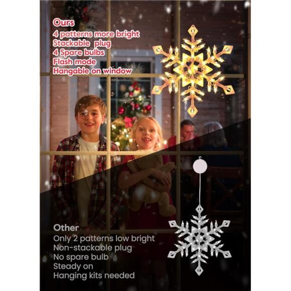 4 Pack Christmas Window Silhouette Lights Decorations,...